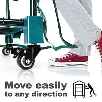 Worth Garden Upgraded 4 Tier Mini Greenhouse w/ Castors Wheels - Portable Small Gardening Green House w/ Clear PVC Cover - Heavy Duty Swivel Castors w/ Brakes - 65''H x 27''L x 19''W Indoor & Outdoor