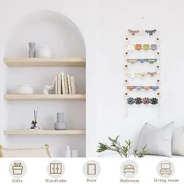 SNOWSTAR Flower Hair Claw Clip Organizer,Hanging Hair Clip Holder and Storage for Women Girls,Claw Clip Hanger Home Decor for Wall,Door,Closet