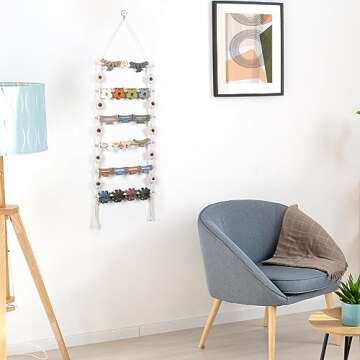 SNOWSTAR Flower Hair Claw Clip Organizer,Hanging Hair Clip Holder and Storage for Women Girls,Claw Clip Hanger Home Decor for Wall,Door,Closet