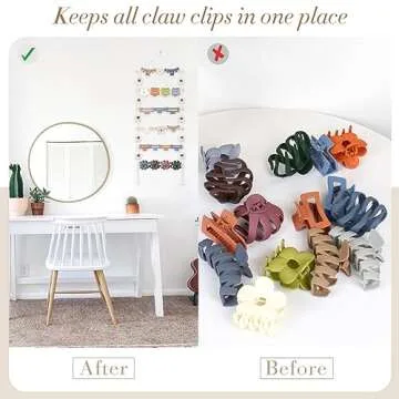 SNOWSTAR Flower Hair Claw Clip Organizer,Hanging Hair Clip Holder and Storage for Women Girls,Claw Clip Hanger Home Decor for Wall,Door,Closet