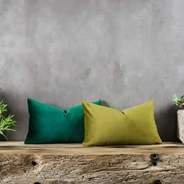 QUAFOO Christmas Dark Green Decorative Lumbar Velvet Throw Pillow Covers 12x20 inch Set of 2 with Zipper Luxury Soft Solid Rectangle Cushion Covers Case for Sofa Couch Bed Living Room