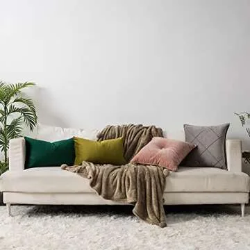 QUAFOO Christmas Dark Green Decorative Lumbar Velvet Throw Pillow Covers 12x20 inch Set of 2 with Zipper Luxury Soft Solid Rectangle Cushion Covers Case for Sofa Couch Bed Living Room