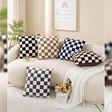 AmHoo Soft Checkerboard Decorative Pillow Covers