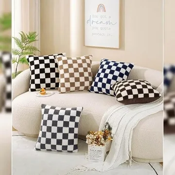 AmHoo Soft Checkerboard Decorative Pillow Covers