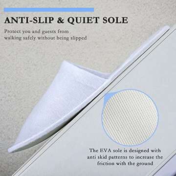 SATINIOR 30 Pairs Disposable Slippers, White, Medium, Unisex-Adults, Closed Toe, Non-Slip, Spa, Hotel, Travel, Home, Sanitary, Breathable, Fleece Cloth, EVA