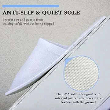 SATINIOR 30 Pairs Disposable Slippers, White, Medium, Unisex-Adults, Closed Toe, Non-Slip, Spa, Hotel, Travel, Home, Sanitary, Breathable, Fleece Cloth, EVA