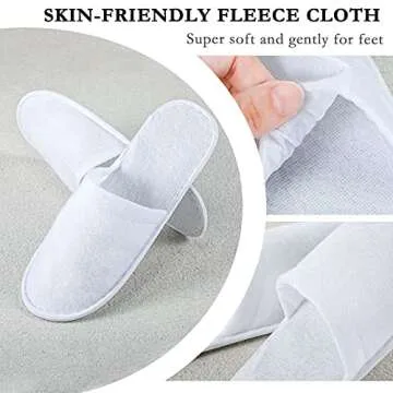 SATINIOR 30 Pairs Disposable Slippers, White, Medium, Unisex-Adults, Closed Toe, Non-Slip, Spa, Hotel, Travel, Home, Sanitary, Breathable, Fleece Cloth, EVA