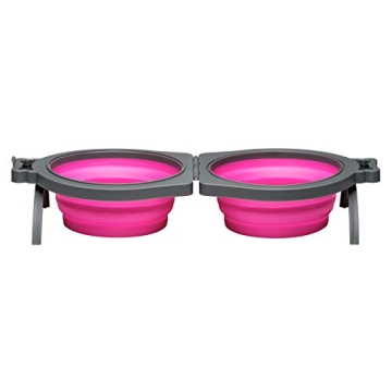 Loving Pets Bella Roma Double Diner - Portable Travel Dog Bowls (Pink, Medium)