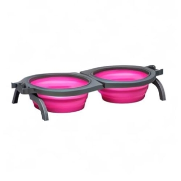 Collapsible Double Diner Portable Dog Bowl for Travel