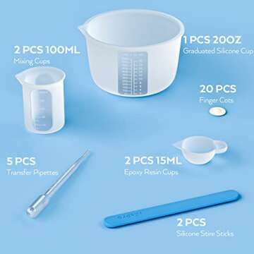 Large Silicone Resin Measuring Cups Tool Kit - Nicpro Reusable 600ml & 100ml Measure Cup, Silicone S...