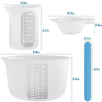 Large Silicone Resin Measuring Cups Tool Kit for Easy Crafting