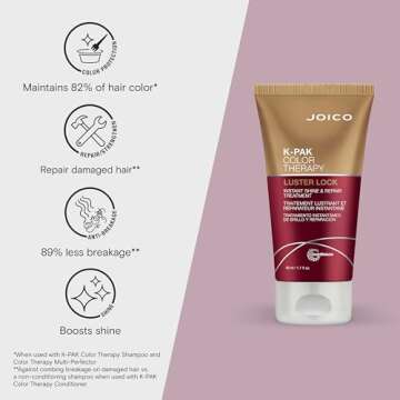 Joico K-PAK Color Therapy Luster Lock Instant Shine & Repair Treatment | For Color-Treated Hair | Boost Color Vibrancy | Repair Breakage | With Keratin & Argan Oil | 5.1 Fl Oz