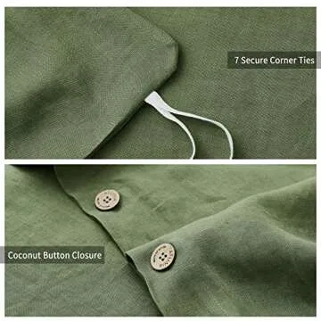 ATLINIA Linen Bedding Duvet Cover Set - 100% French Flax Washed Bed Sets Farmhouse Comforter Cover Set (1 Duvet Cover and 2 Pillow Shams) King Size Green