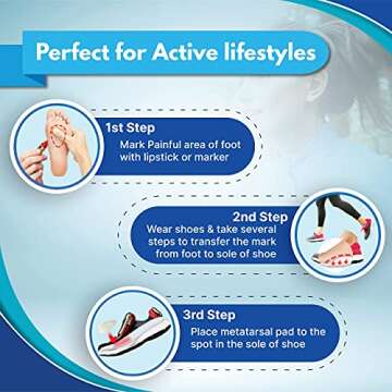 Pain Relief Hapad Metatarsal Pads Large Pack of 6 Pairs