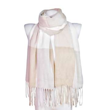 Wander Agio Women's Fashion Scarves Long Shawl Winter Thick Warm Knit Large Scarf Big Plaid Camel 11