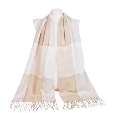 Wander Agio Women's Fashion Scarves Long Shawl Winter Thick Warm Knit Large Scarf Big Plaid Camel 11