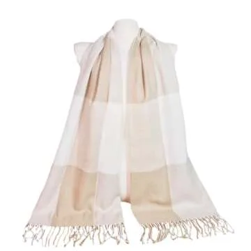 Wander Agio Women's Fashion Scarves Long Shawl Winter Thick Warm Knit Large Scarf Big Plaid Camel 11