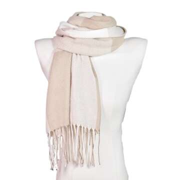 Wander Agio Women's Fashion Scarves Long Shawl Winter Thick Warm Knit Large Scarf Big Plaid Camel 11