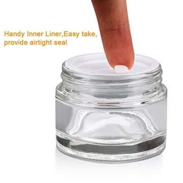 Encheng 15Pack of 2 oz Clear Round Glass Jars, with Inner Liners and Lids, Empty Cosmetic Containers,Cream jars
