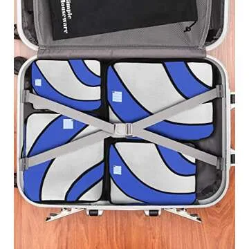 Simple Houseware 4 Set Packing Cube - Travel Organizers with Laundry Bag, Blue