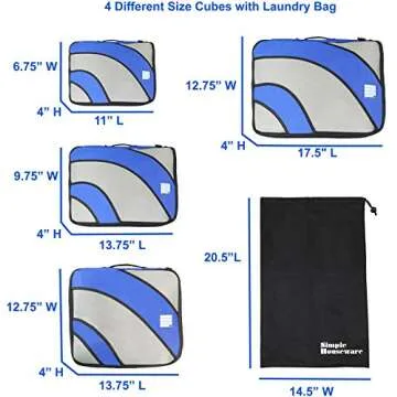 Simple Houseware 4 Set Packing Cube - Travel Organizers with Laundry Bag, Blue