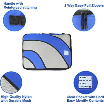 Simple Houseware 4 Set Packing Cube - Travel Organizers with Laundry Bag, Blue