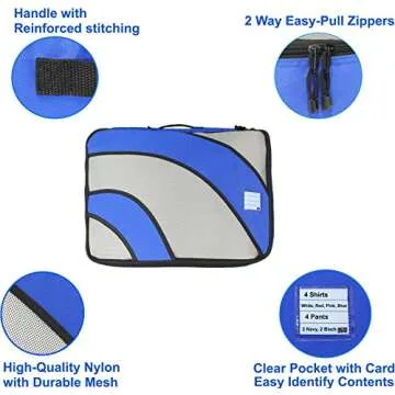 Simple Houseware 4 Set Packing Cube - Travel Organizers with Laundry Bag, Blue