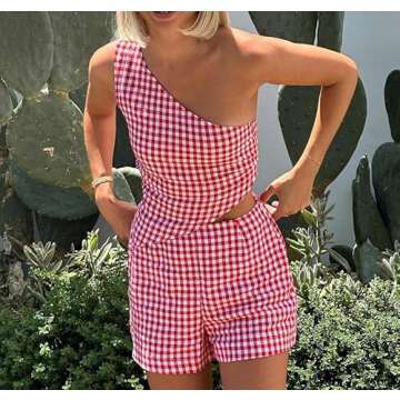 Seyurigaoka Women Y2k 2 Piece Lace Shorts Set Sleeveless V Neck Cami Top with Shorts Pajamas Sets Sl...