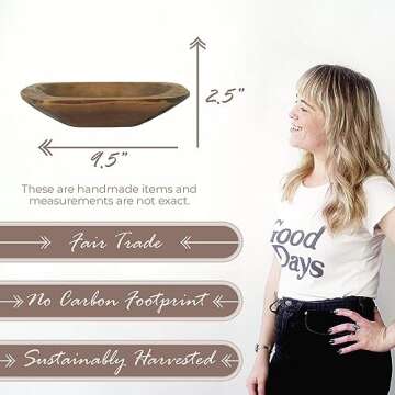 Dough Bowl For Decor - Wooden Dough Bowl - Wooden Bowls for Decor - Decorative Wooden Bowl - Dough Bowls Wooden - Wooden Dough Bowls for Decor - Wood Dough Bowl - Wooden Bowl (Small, Brown)