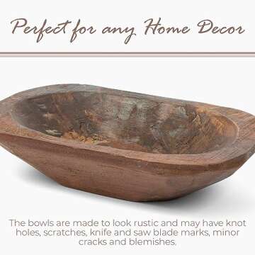 Dough Bowl For Decor - Wooden Dough Bowl - Wooden Bowls for Decor - Decorative Wooden Bowl - Dough Bowls Wooden - Wooden Dough Bowls for Decor - Wood Dough Bowl - Wooden Bowl (Small, Brown)