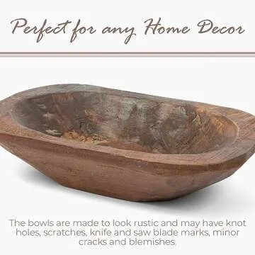 Dough Bowl For Decor - Wooden Dough Bowl - Wooden Bowls for Decor - Decorative Wooden Bowl - Dough Bowls Wooden - Wooden Dough Bowls for Decor - Wood Dough Bowl - Wooden Bowl (Small, Brown)