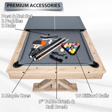 Freetime Fun 7 FT 3 in 1 Multi Game Pool Table Combo