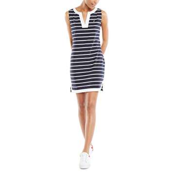 Nautica Women's Breton Stripes Sleeveless V-neck Casual Dress - Navy, X-Small US