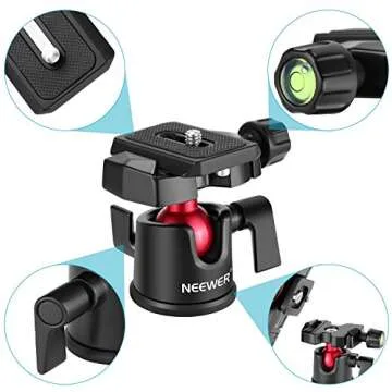 NEEWER Camera Tripod Head Ball Head 360° Rotating Panoramic with 1/4" Arca Type Quick Plate and Bubble Level for DSLR Camera Camcorder Tripod Monopod, Max Load: 11lb/5kg