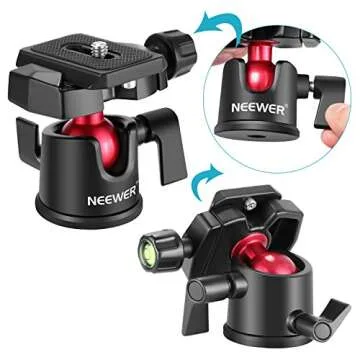 NEEWER Camera Tripod Head Ball Head 360° Rotating Panoramic with 1/4" Arca Type Quick Plate and Bubble Level for DSLR Camera Camcorder Tripod Monopod, Max Load: 11lb/5kg