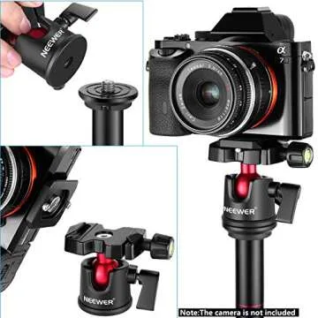NEEWER Camera Tripod Head Ball Head 360° Rotating Panoramic with 1/4" Arca Type Quick Plate and Bubble Level for DSLR Camera Camcorder Tripod Monopod, Max Load: 11lb/5kg
