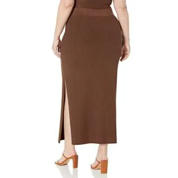 The Drop Women's Tyler Rib Sweater Skirt,Coffee Bean, XXS