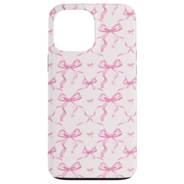 Stylish iPhone 13 Pro Max Case with Pink Ribbons and Bows