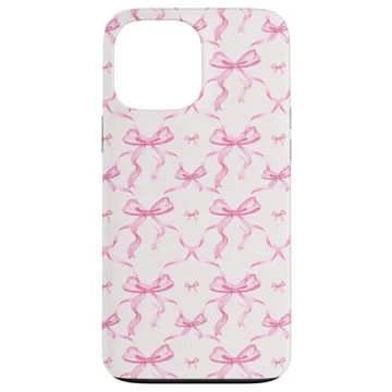 Elegant iPhone 13 Pro Max Pink Ribbons and Bows Case for Protection and Style