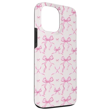 Stylish iPhone 13 Pro Max Case with Pink Ribbons and Bows