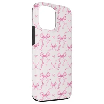 Stylish iPhone 13 Pro Max Case with Pink Ribbons and Bows