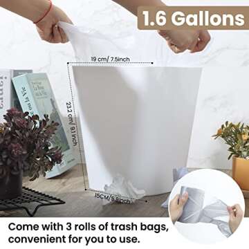 Eccliy Pack of 6 Plastic Trash Cans with Trash Bags for Small Spaces
