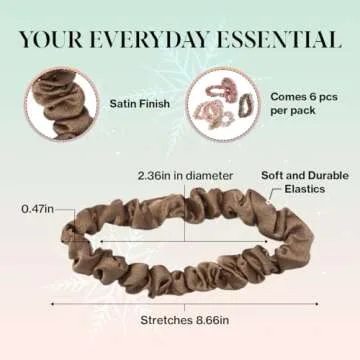 Kitsch Ultra Petite Satin Scrunchies for Women - 6 Chic Terracotta Hair Accessories