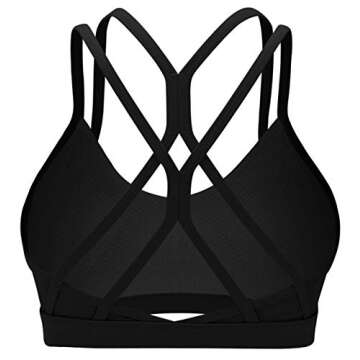RUNNING GIRL Strappy Sports Bra for Women Sexy Crisscross Back Light Support Yoga Bra with Removable Cups