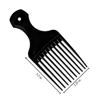 Vakly Plastic Hair Pick Comb - Wide Tooth Afro Lifts, Pack of 10 Combs - 5.25 Inch - for Hair Styling, Lifting, Detangling, Adding Volume for Long Curly and Thick Hair, Wigs and Beards for Men & Women