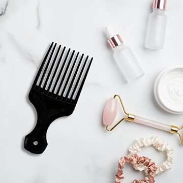 Vakly Plastic Hair Pick Comb - Wide Tooth Afro Lifts, Pack of 10 Combs - 5.25 Inch - for Hair Styling, Lifting, Detangling, Adding Volume for Long Curly and Thick Hair, Wigs and Beards for Men & Women