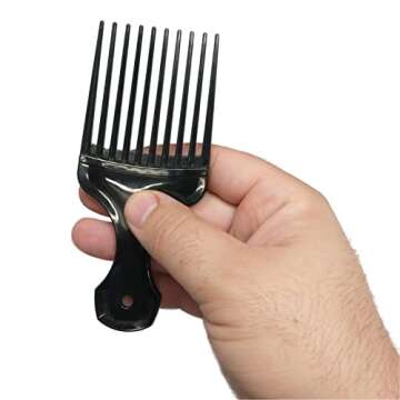 Vakly Plastic Hair Pick Comb - Wide Tooth Afro Lifts, Pack of 10 Combs - 5.25 Inch - for Hair Styling, Lifting, Detangling, Adding Volume for Long Curly and Thick Hair, Wigs and Beards for Men & Women