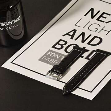 Fullmosa Compatible Apple Watch Band Leather for 38mm 40mm 41mm 49mm 46mm 45mm 44mm 42mm - Lichi Bla...