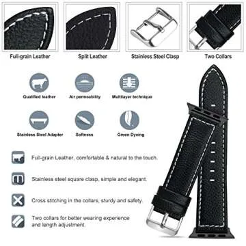 Fullmosa Leather Apple Watch Band for All Series 38-49mm