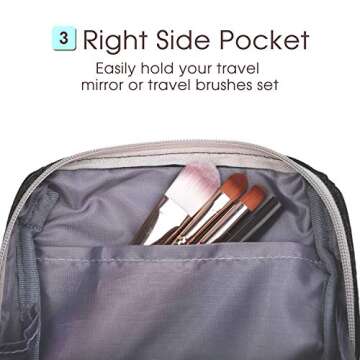 Narwey Small Makeup Bag for Purse Mini Cosmetic Bag Travel Makeup Pouch Zipper Pouch Cute Make up Bags with Compartments for Women (Small, Black)